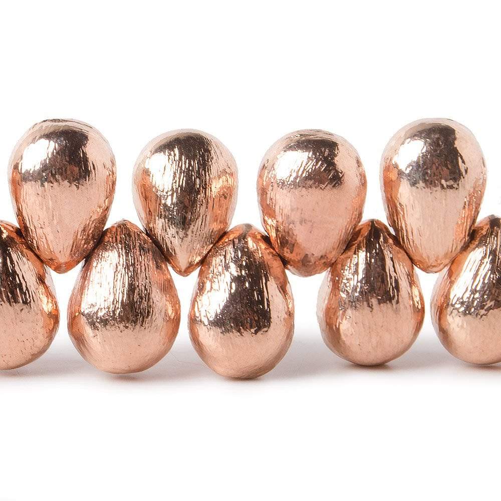 10x7mm Rose Gold plated Copper Brushed Tear Drop Beads 8 inch 46 pieces