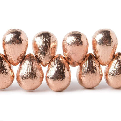 10x7mm Rose Gold plated Copper Brushed Tear Drop Beads 8 inch 46 pieces