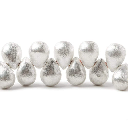 10x7mm Sterling Silver plated Copper Brushed Tear Drop Beads 8 inch 46 pcs