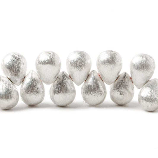 10x7mm Sterling Silver plated Copper Brushed Tear Drop Beads 8 inch 46 pcs