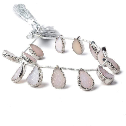 10x7mm to 12x8mm Silver Leafed Pink Translucent Drusy Strand 8 inch 12 pieces