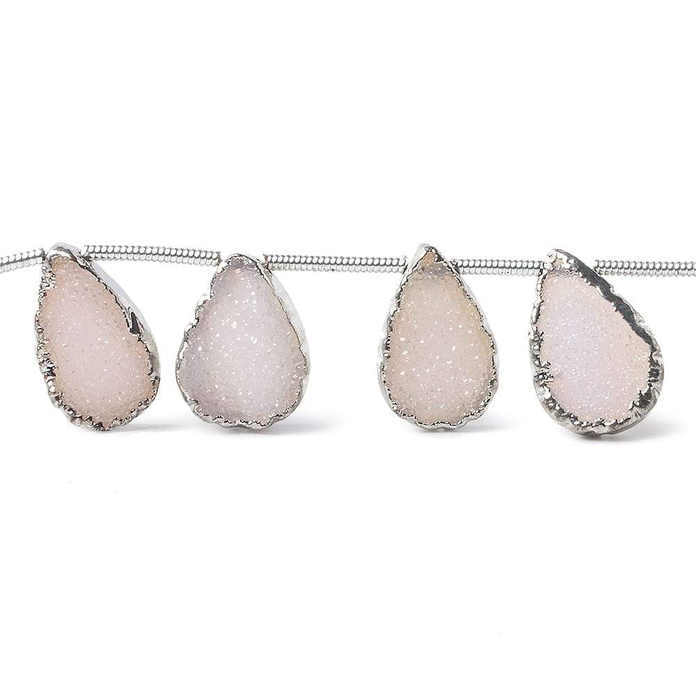 10x7mm to 12x8mm Silver Leafed Pink Translucent Drusy Strand 8 inch 12 pieces