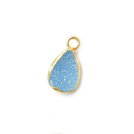 10x7mm Vermeil Bezel Blue Drusy Pear Pendant 1 piece