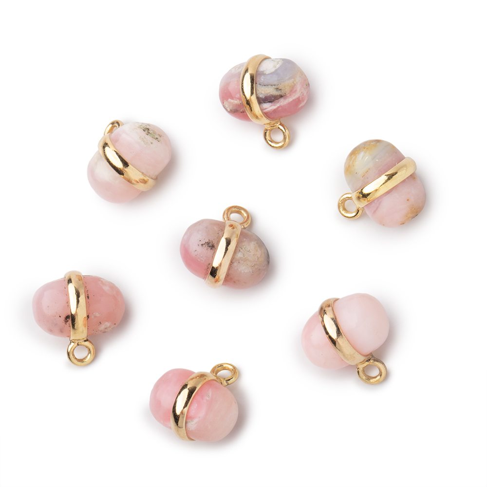 10x7mm Vermeil Bezel Pink Peruvian Opal Plain Oval Pendant 1 Focal piece