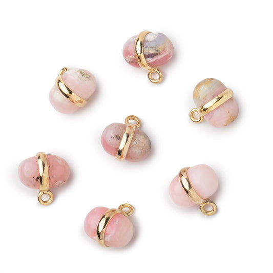 10x7mm Vermeil Bezel Pink Peruvian Opal Plain Oval Pendant 1 Focal piece
