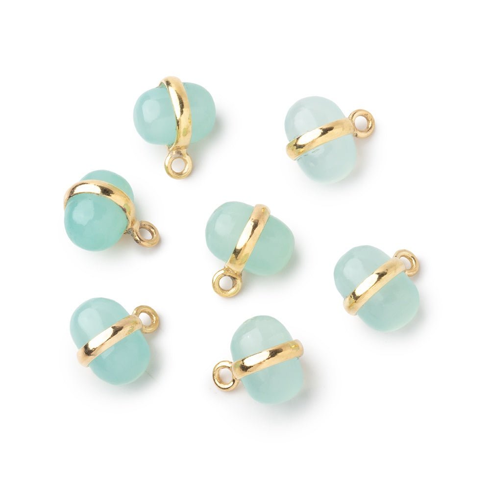 10x7mm Vermeil Bezel Seafoam Chalcedony Plain Oval Pendant 1 Focal piece