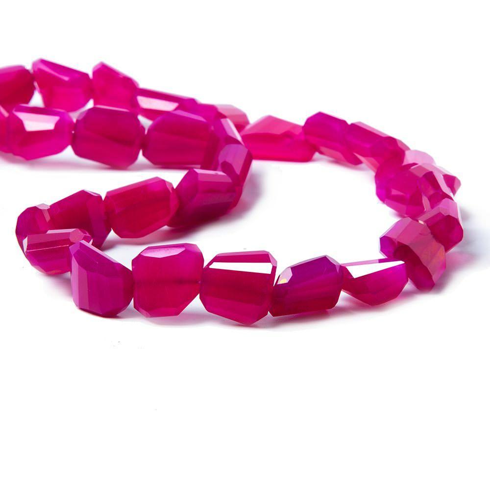 10x8-11x10mm Neon Pink Chalcedony faceted nuggets 16 inch 36 beads