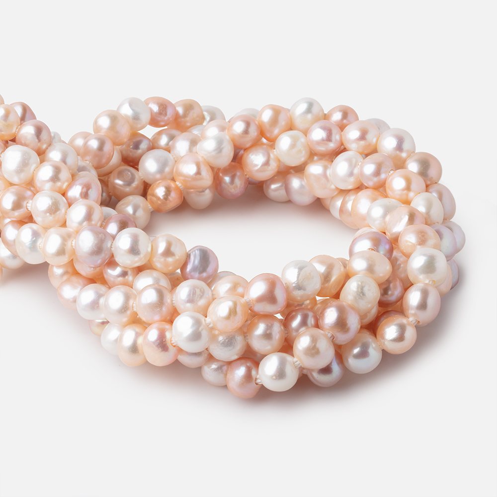 10x8-11x10mm Tri-Color Baroque 2.5mm Large Hole Pearls 15 inch 40 beads