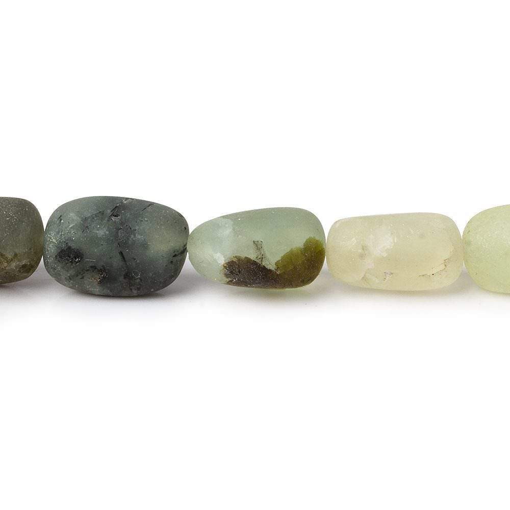 10x8-11x8mm Matte Prehnite tumbled plain nuggets 12 inch 27 beads AA