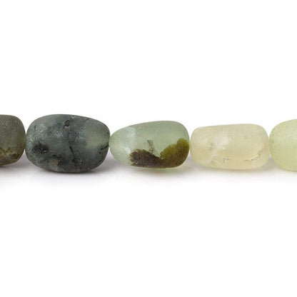 10x8-11x8mm Matte Prehnite tumbled plain nuggets 12 inch 27 beads AA