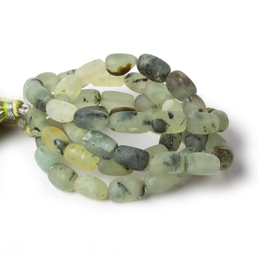 10x8-11x8mm Matte Prehnite tumbled plain nuggets 12 inch 27 beads AA