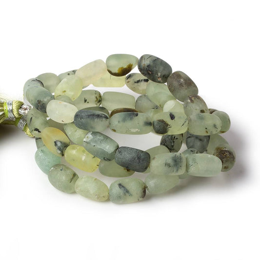 10x8-11x8mm Matte Prehnite tumbled plain nuggets 12 inch 27 beads AA