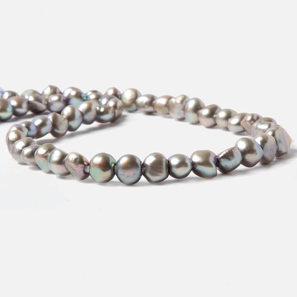 10x8-11x9mm Lamb's Ear Silver Baroque 2.5mm large hole Pearls 43 pcs 15 inch