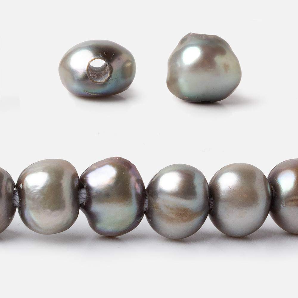 10x8-11x9mm Lamb's Ear Silver Baroque 2.5mm large hole Pearls 43 pcs 15 inch