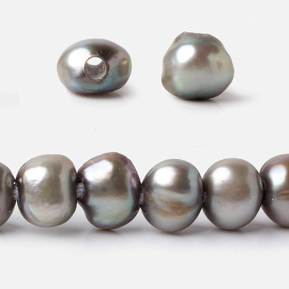 10x8-11x9mm Lamb's Ear Silver Baroque 2.5mm large hole Pearls 43 pcs 15 inch