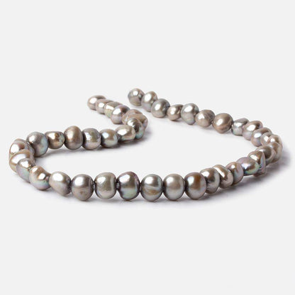 10x8-11x9mm Lamb's Ear Silver Baroque 2.5mm large hole Pearls 43 pcs 15 inch