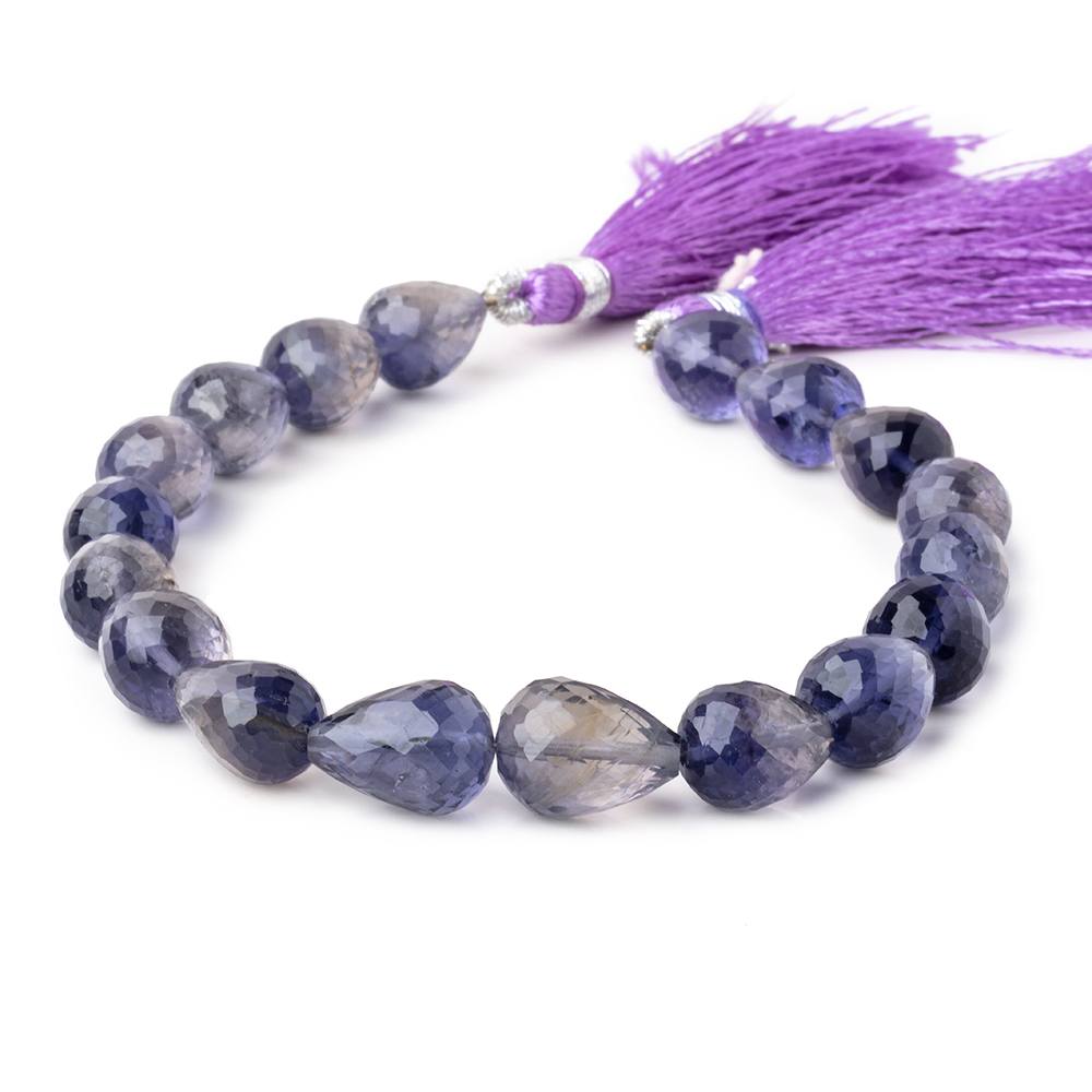 10x8-12x10mm Iolite straight drilled faceted tear drop Beads 8 inch 18 pieces
