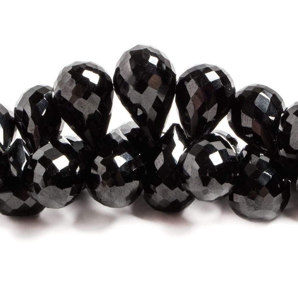 10x8-12x8mm Black Spinel Faceted Tear Drop Briolette 8 Inch 60 pieces