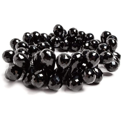 10x8-12x8mm Black Spinel Faceted Tear Drop Briolette 8 Inch 60 pieces