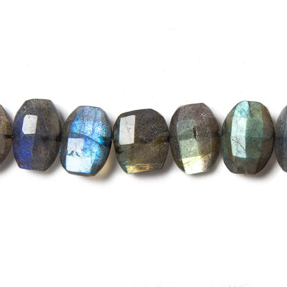 10x8-12x8mm Labradorite side drilled Faceted Cushion Beads 7 inch 20 pieces