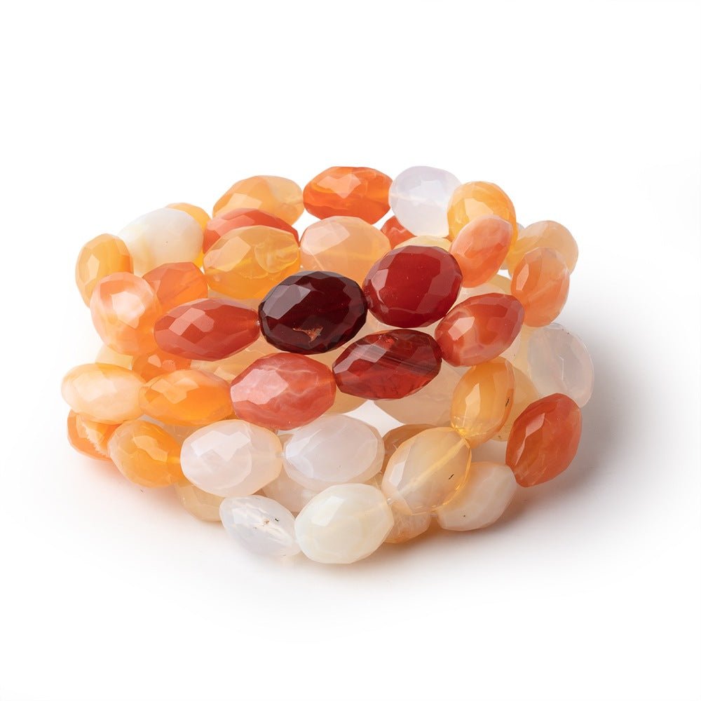 10x8-12x9mm Multi Color Fire Opal Faceted Nuggets 16 inch 35 Beads AA