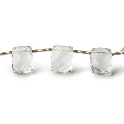 10x8-12x9mm Prasiolite Top Drilled Faceted Cushion Beads 8 inch 13 pieces
