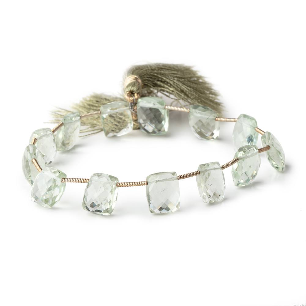 10x8-12x9mm Prasiolite Top Drilled Faceted Cushion Beads 8 inch 13 pieces