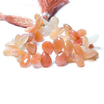 10x8-13x8mm Mango Orange Moonstone pear briolette 7.5 inch 49 Beads