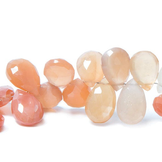 10x8-13x8mm Mango Orange Moonstone pear briolette 7.5 inch 49 Beads