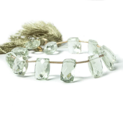 10x8mm-13x9mm Prasiolite Top Drilled Faceted Cushions 8 inch 13 pieces