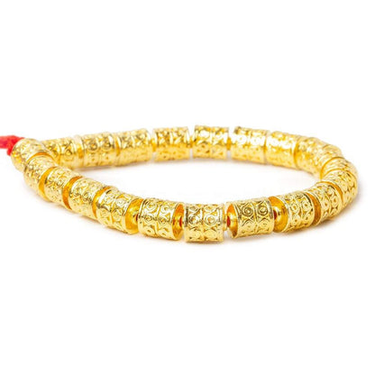 10x8mm 22kt Gold Plated Copper Bead Wave Scroll Cylinder Tube 8 inch 20 pieces