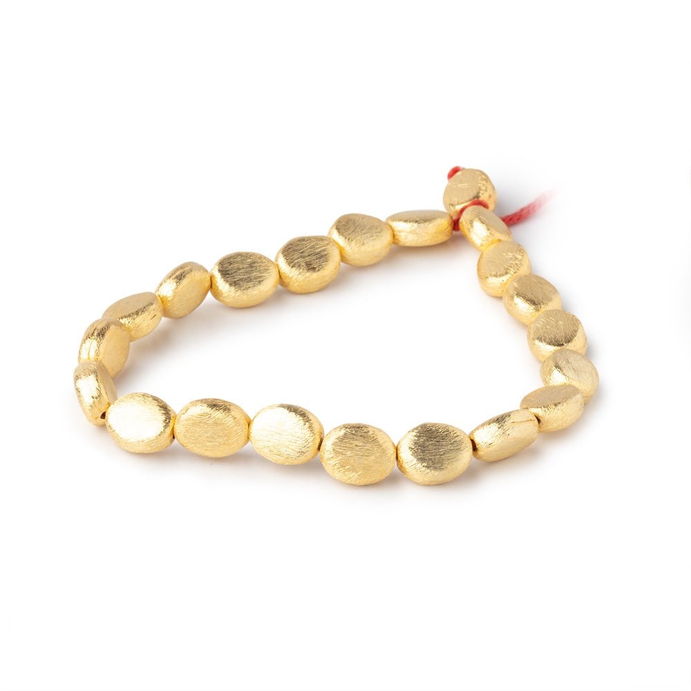 10x8mm 22kt Gold Plated Copper Brushed Flat Oval 8 inch 20 Beads
