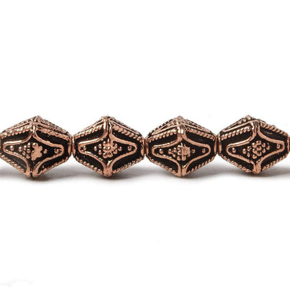 10x8mm Antiqued Copper Granulated Design BiCone 8 inch 15 pcs