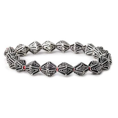 10x8mm Antiqued Sterling Silver Plated Copper Granulated Design BiCone 8 inch 20 pcs