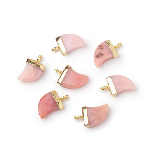 10x8mm Gold Leafed Pink Peruvian Opal Faceted Horn 1 Pendant