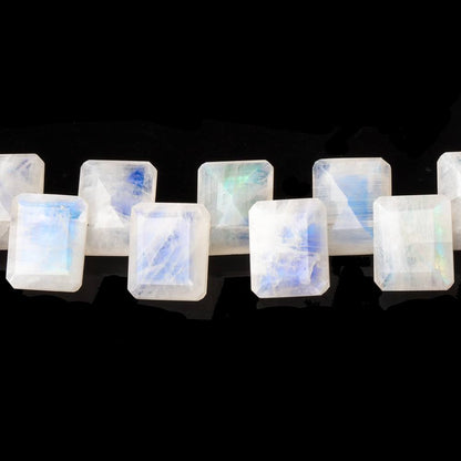 10x8mm Rainbow Moonstone Emerald Cut Rectangles 7.5 inch 30 Beads AA