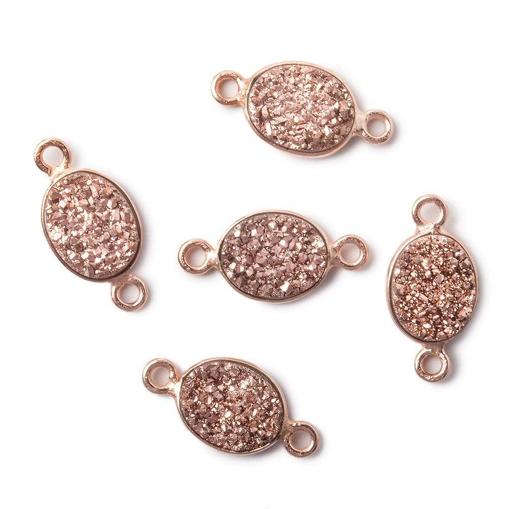 10x8mm Rose Gold Bezel Metallic Rose Drusy Oval Connector 1 piece