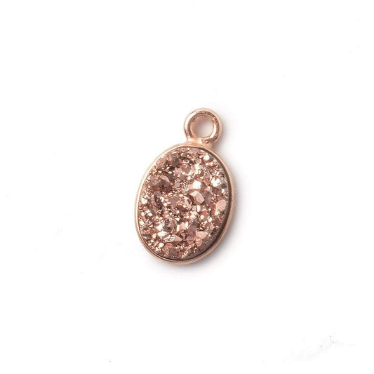 10x8mm Rose Gold Bezel Metallic Rose Drusy Oval Pendant  1 piece