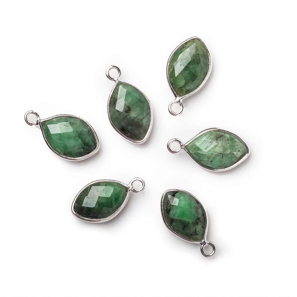 10x8mm Silver Bezel Emerald Marquise Pendant 1 piece