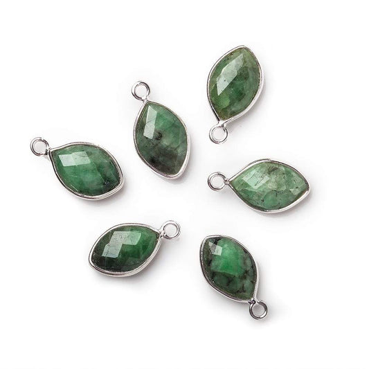 10x8mm Silver Bezel Emerald Marquise Pendant 1 piece