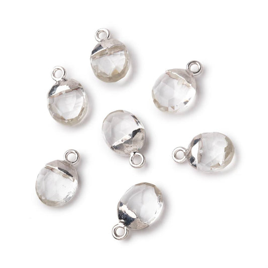 10x8mm Silver Leafed Crystal Quartz Faceted Oval Focal Bead 1 piece