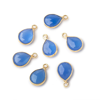 10x8mm Vermeil Bezel Blue Chalcedony Faceted Pear Pendant 1 piece