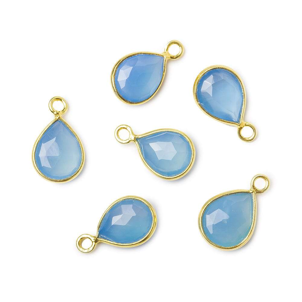 10x8mm Vermeil Bezel Blue Chalcedony Faceted Pear Pendant 1 piece