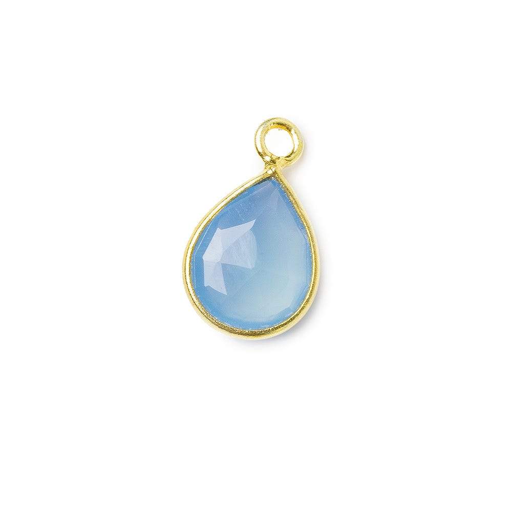 10x8mm Vermeil Bezel Blue Chalcedony Faceted Pear Pendant 1 piece