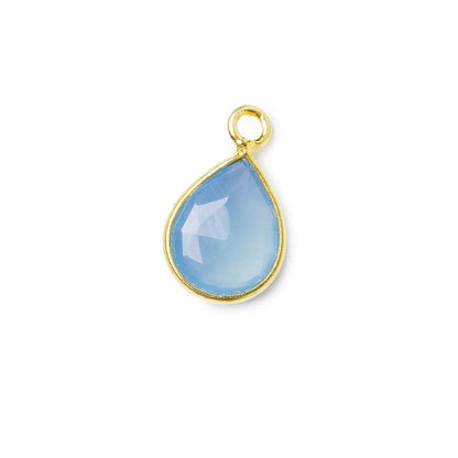10x8mm Vermeil Bezel Blue Chalcedony Faceted Pear Pendant 1 piece