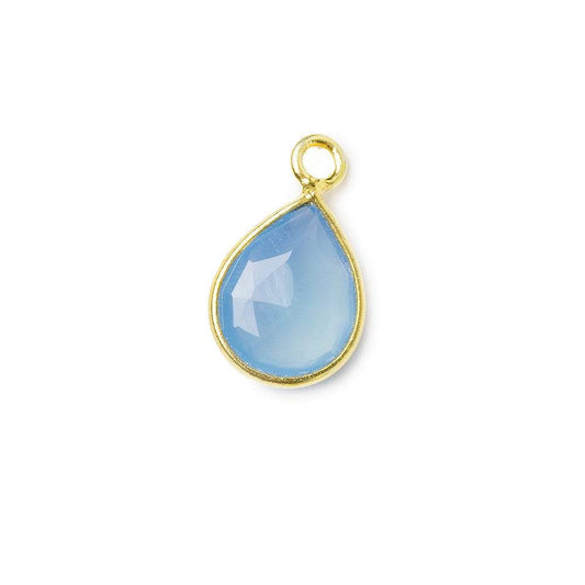 10x8mm Vermeil Bezel Blue Chalcedony Faceted Pear Pendant 1 piece