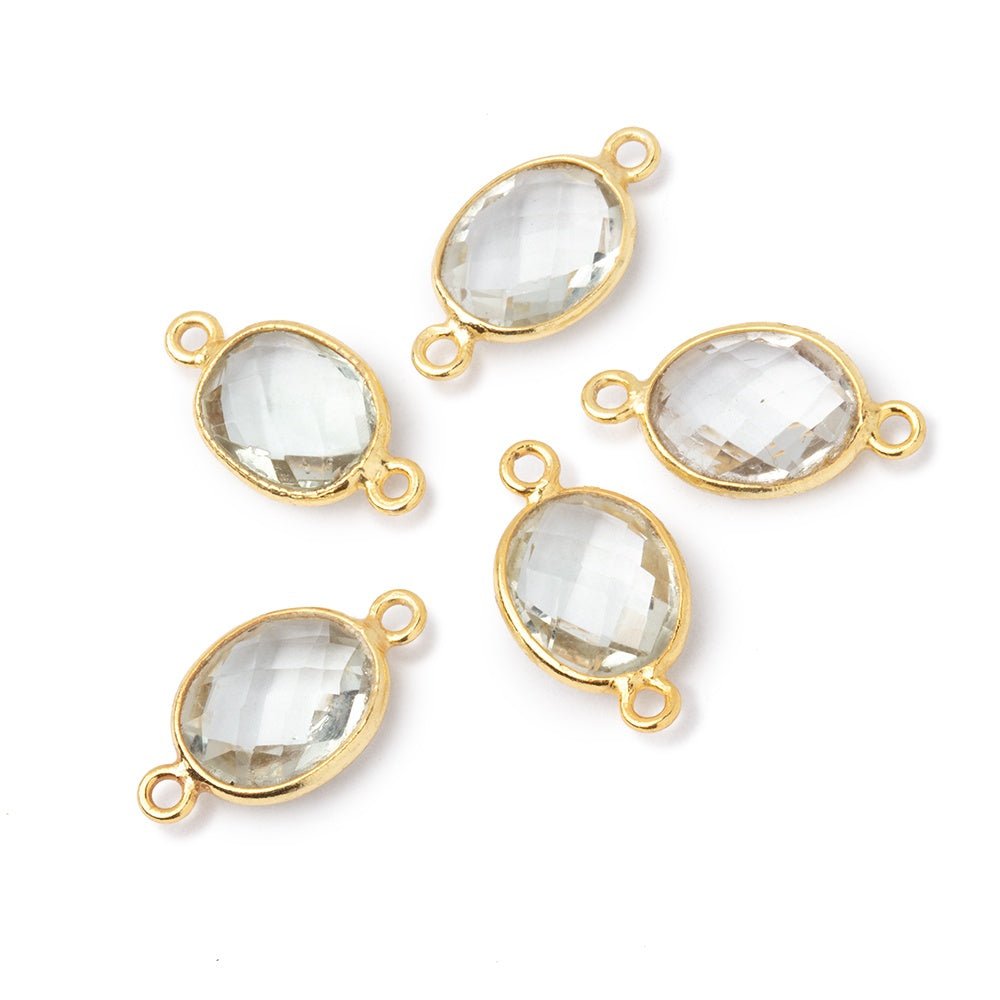 10x8mm Vermeil Bezel Prasiolite Faceted Oval Connector 1 piece