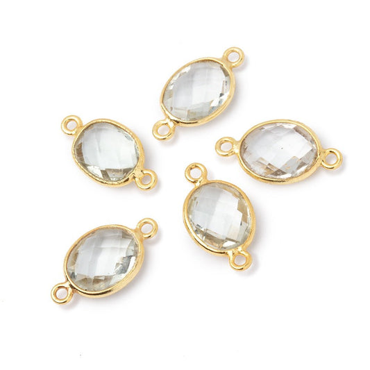 10x8mm Vermeil Bezel Prasiolite Faceted Oval Connector 1 piece