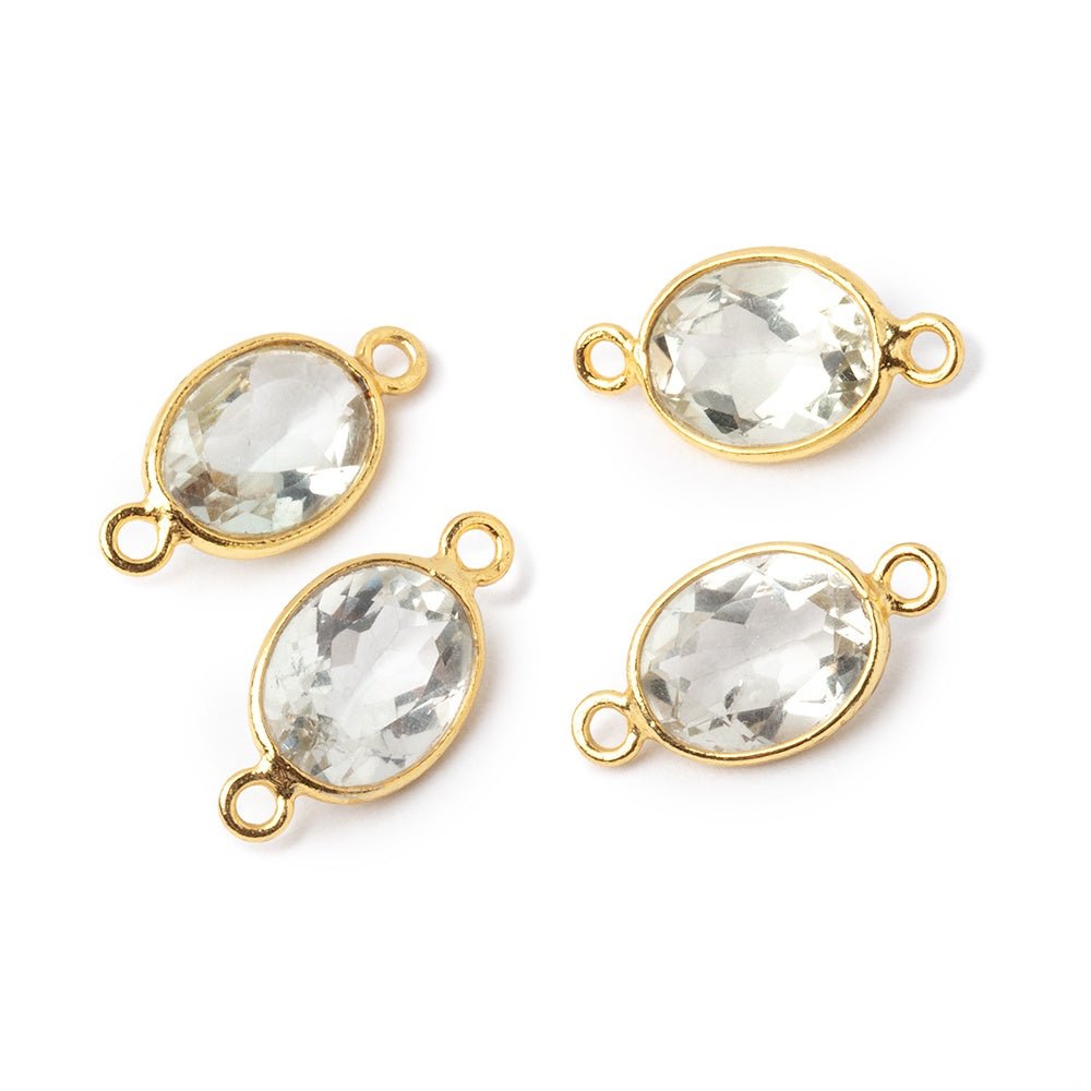 10x8mm Vermeil Bezel Prasiolite Pavilion Faceted Oval Connector 1 piece