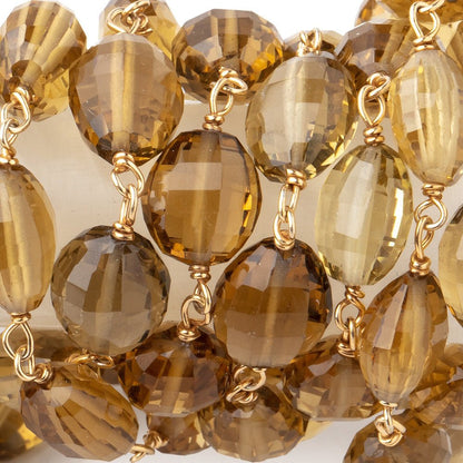 10x8mm Whiskey Quartz Faceted Oval Beads on Vermeil Chain